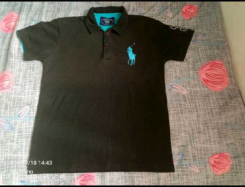 Classic Black Polo Shirt with Teal Accents
