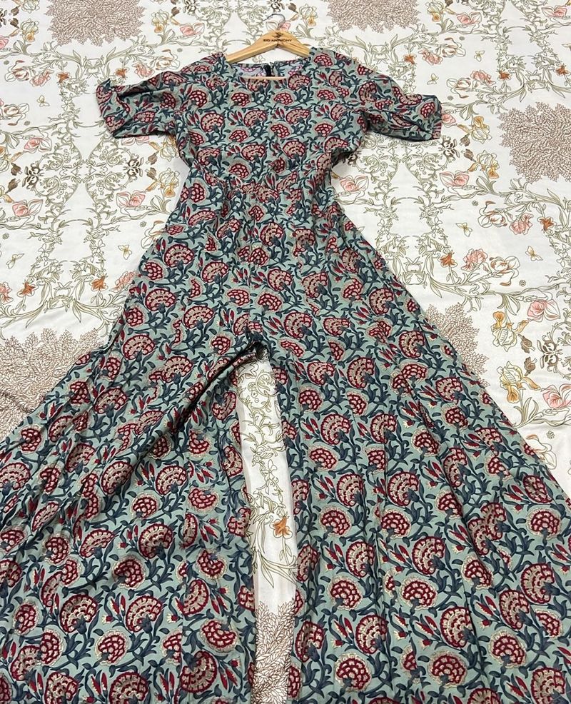 Beautiful Floral Print Ethnic one piece dungree