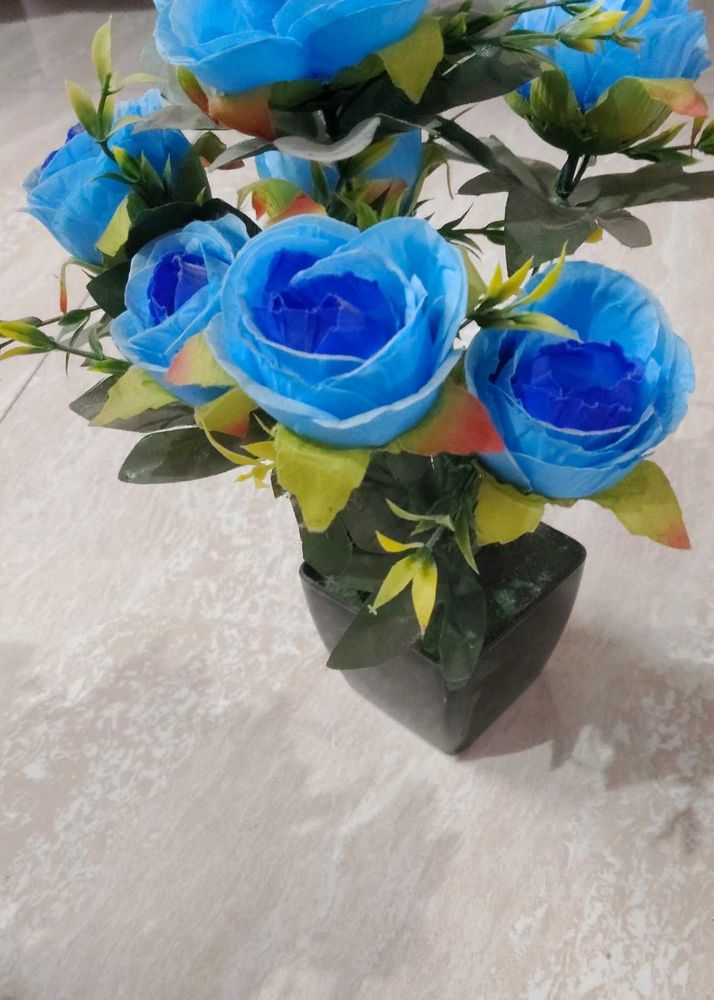 Beautiful Blue Artificial Rose Flower Bouquet with