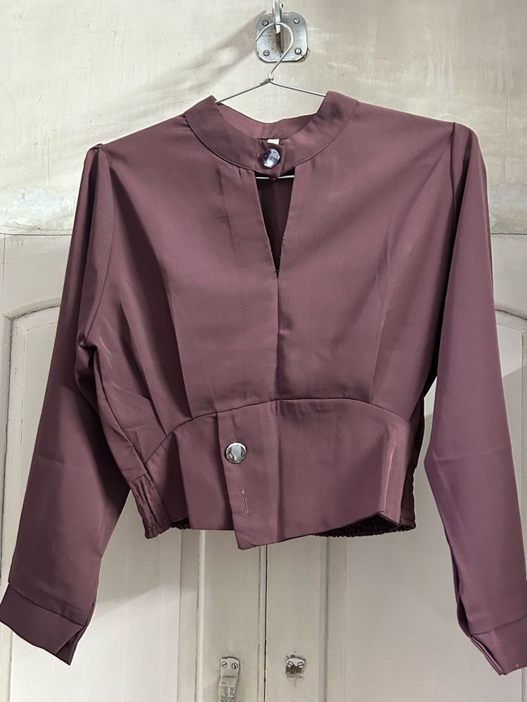 Elegant Mauve Cropped Blouse