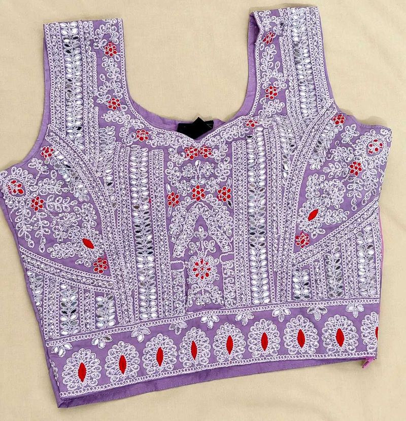 Embroidered Lavender Chikan Blouse