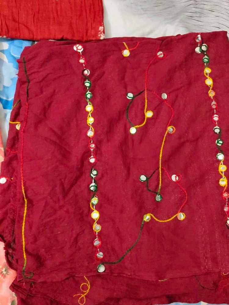 Embroidered Dupatta with Mirror Work