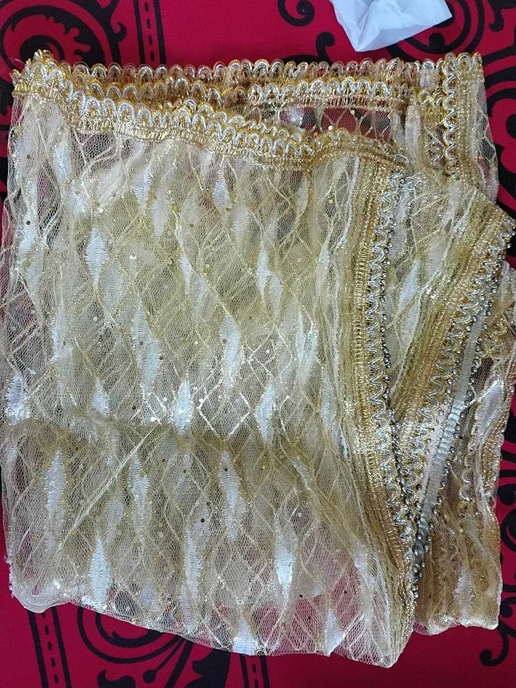 36.Elegant Gold Dupatta with Sequins