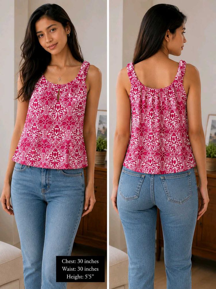 🌸  Stylish Pink Floral Print Tank Top  🌸