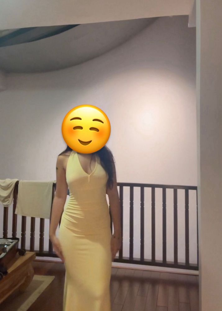 Sleek Yellow Halter Maxi Dress