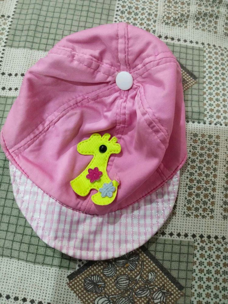 Cute Pink Giraffe Baby Cap