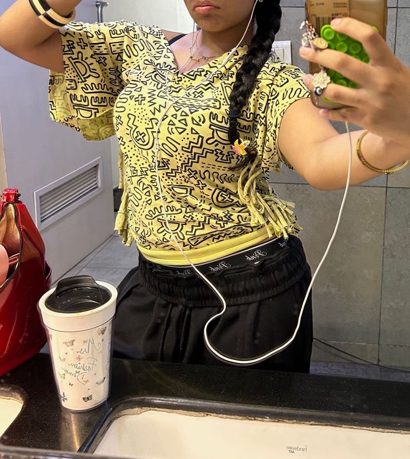 Keith Haring Print DIY fringe Top