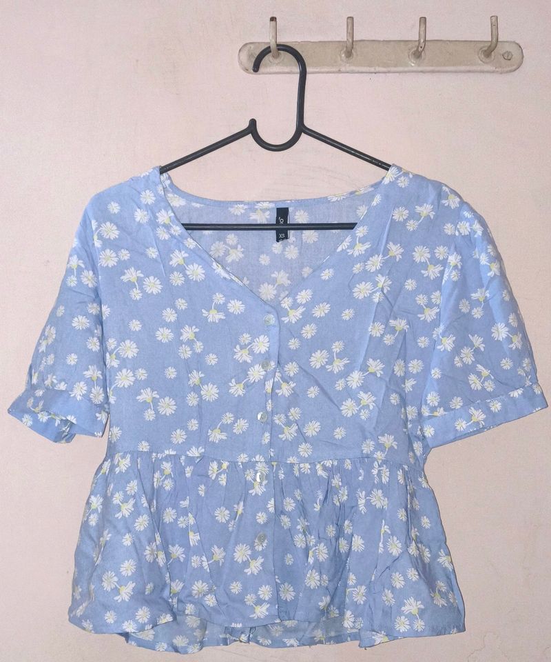 Daisy Print Peplum Top