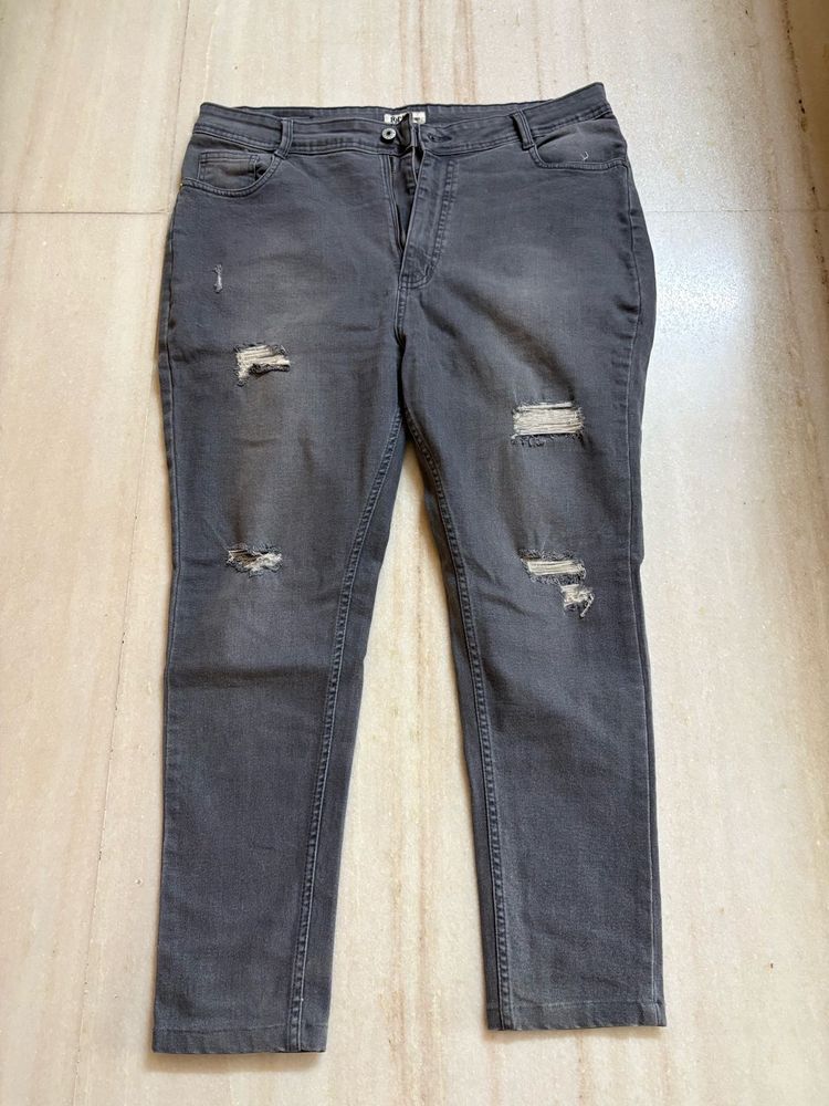 Distressed Grey Denim Jeans