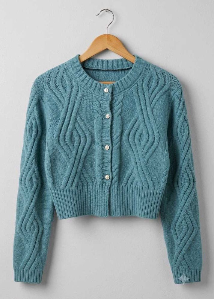 ❄️💙Cropped Cozy Cable Knit Cardigan