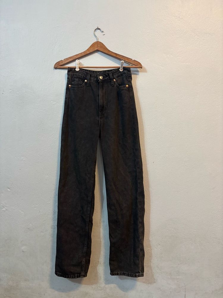 H&amp;M Classic Black Wash Wide Leg Jeans