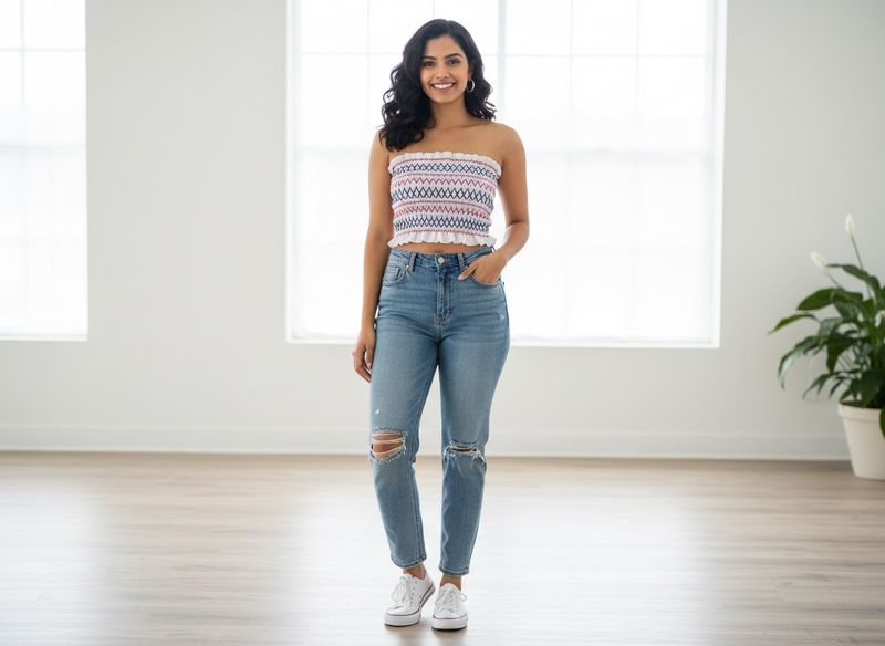 107.Cute Smocked Tube Top
