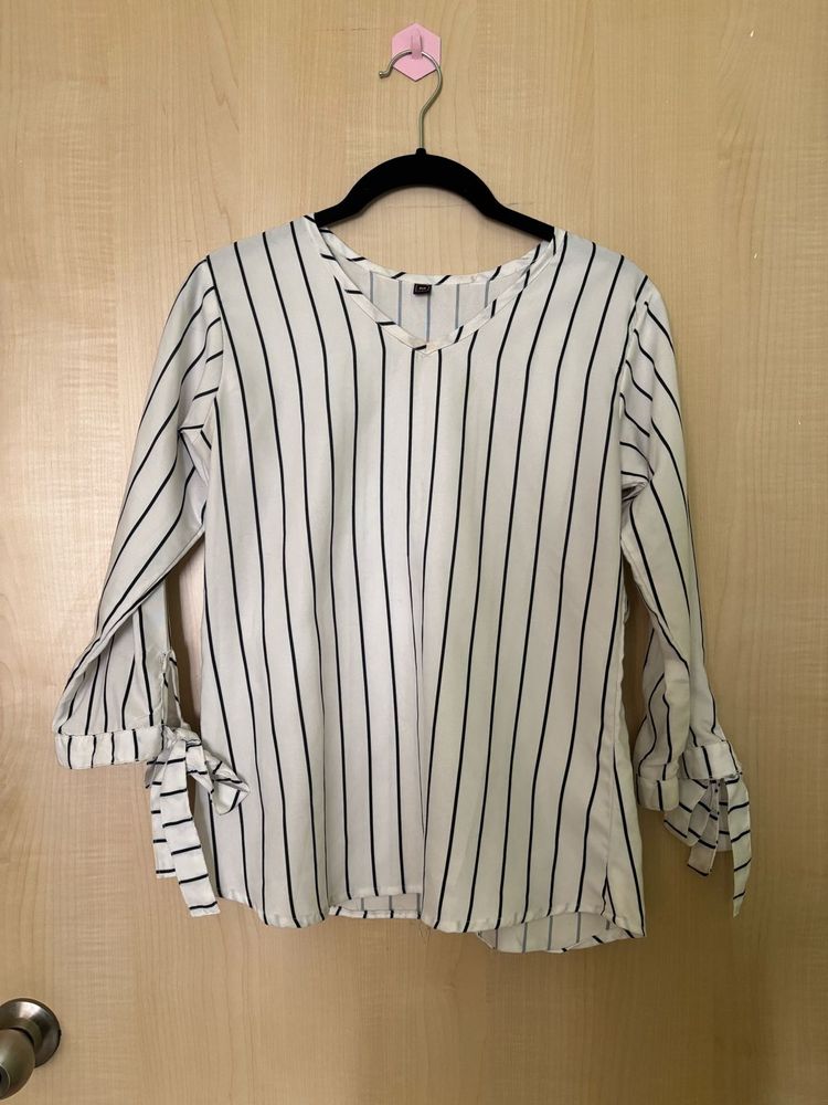 Chic Striped Bell Sleeve Top