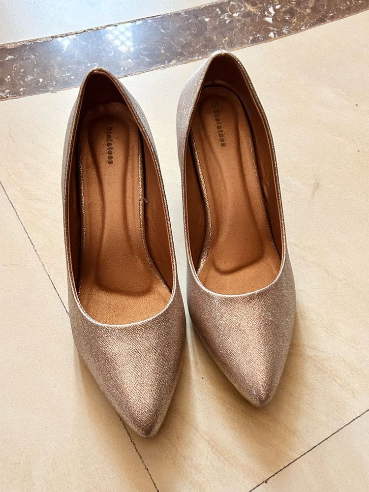 ✨ Shimmer Rose Gold Heels | Party Wear Pumps