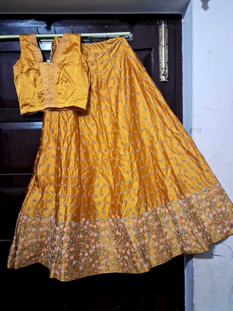 Yellow Embroidered Lehenga Choli Set