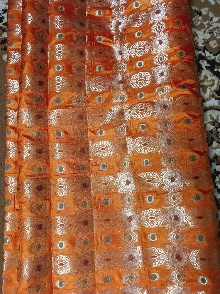 Orange Brocade Fabric