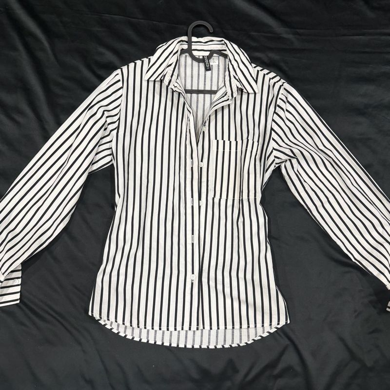 H&amp;M Black and White Striped Shirt