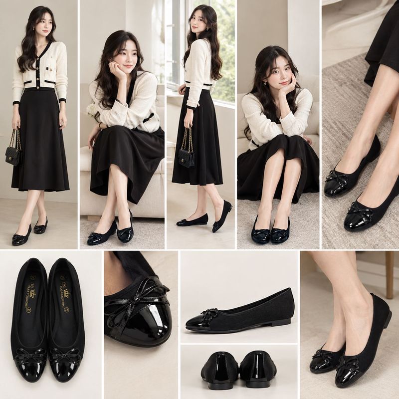 Classic Black Bow Ballet Flats