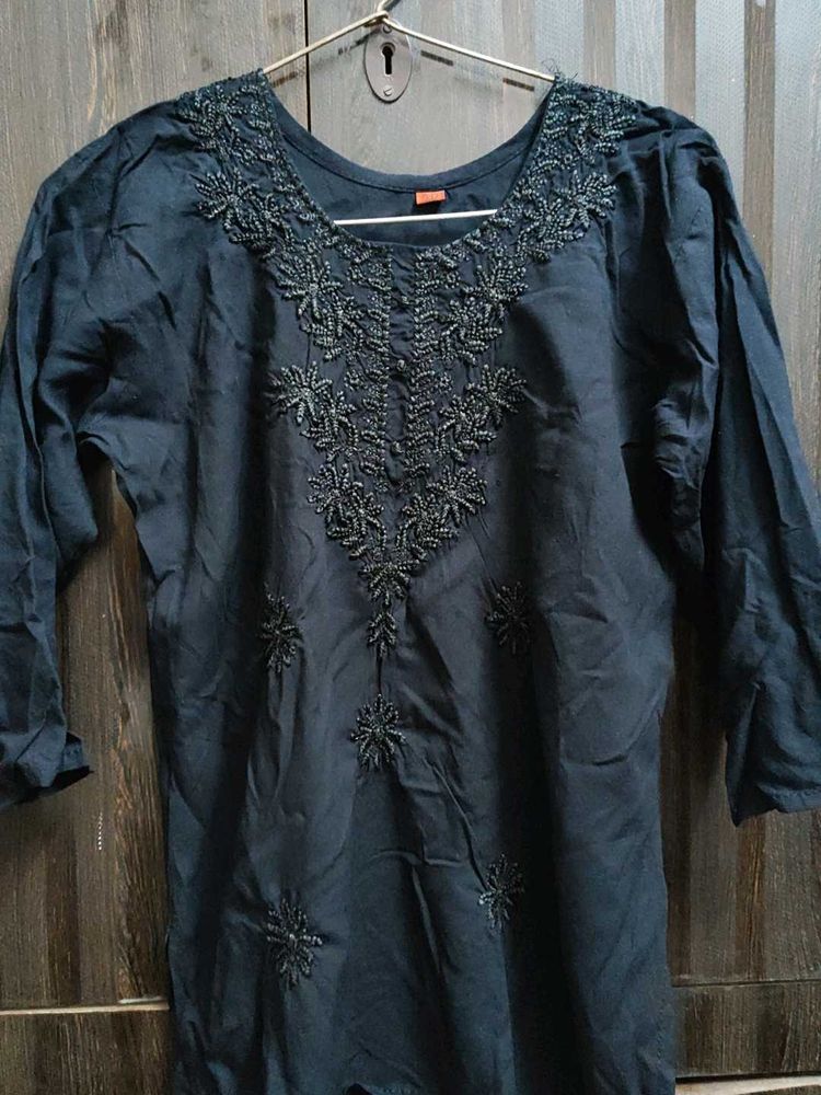 Embellished Black Kurta