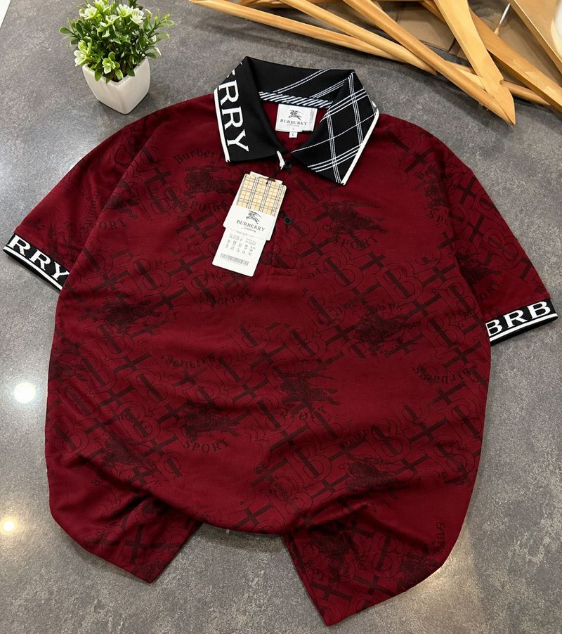 Burberry Men's Red Polo Shirt
