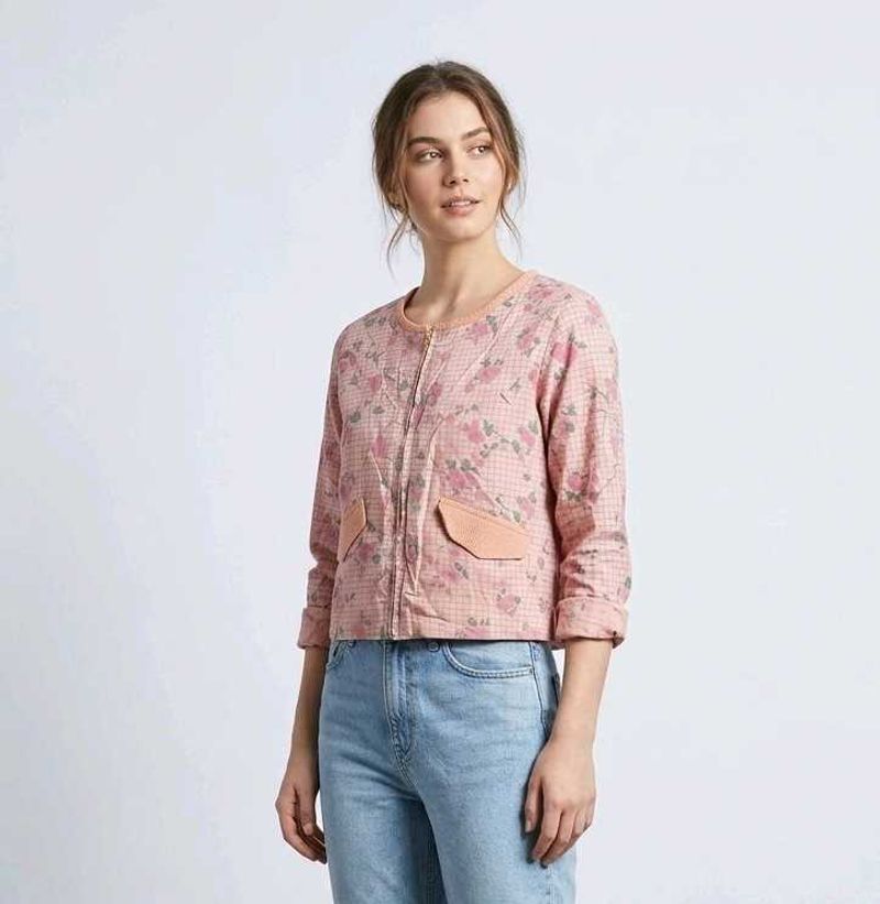 Morpankh Floral Print Zip-Up Blouse
