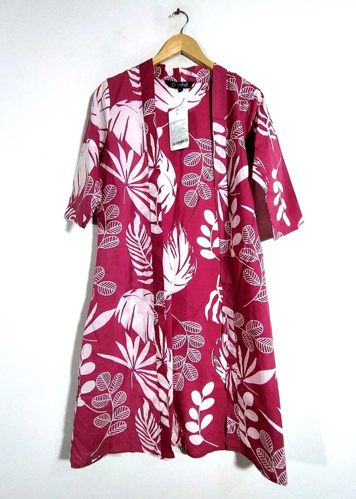 Pink Floral Print Long Shrug (Women's)