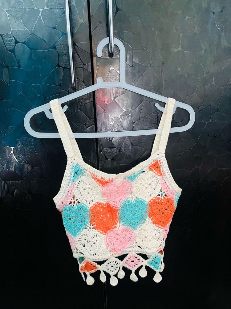 Crochet Heart Crop Top