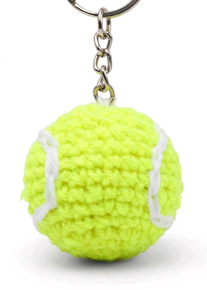 Crocheted Tennis Ball Keychain