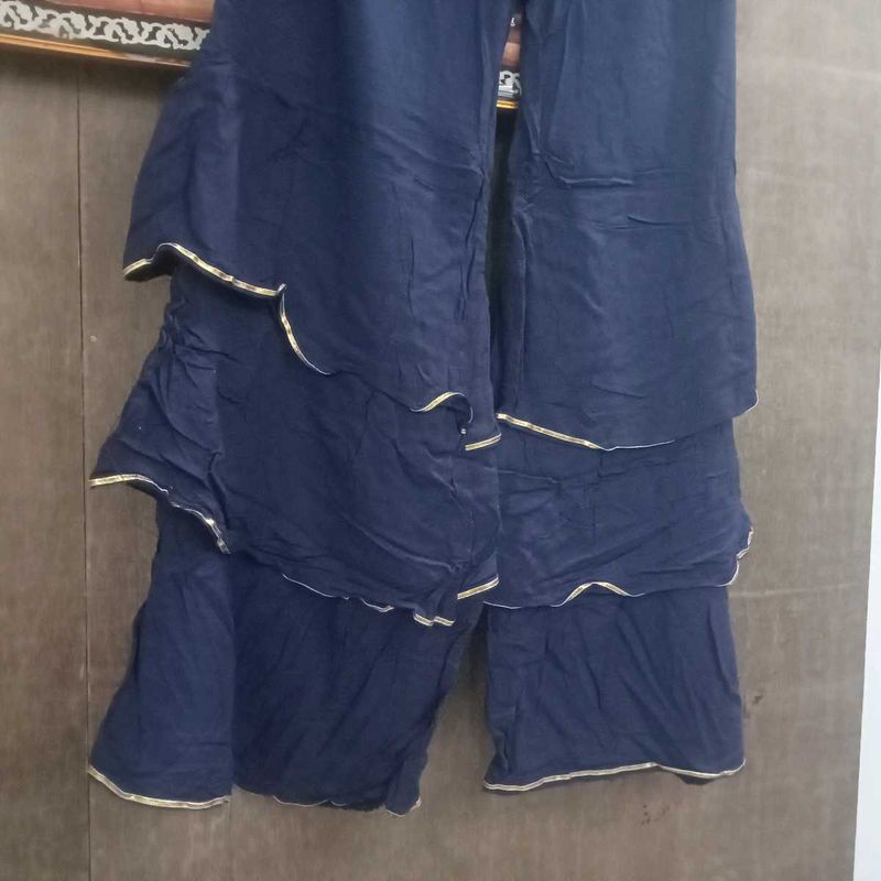 Navy Blue Layered Palazzo Pants