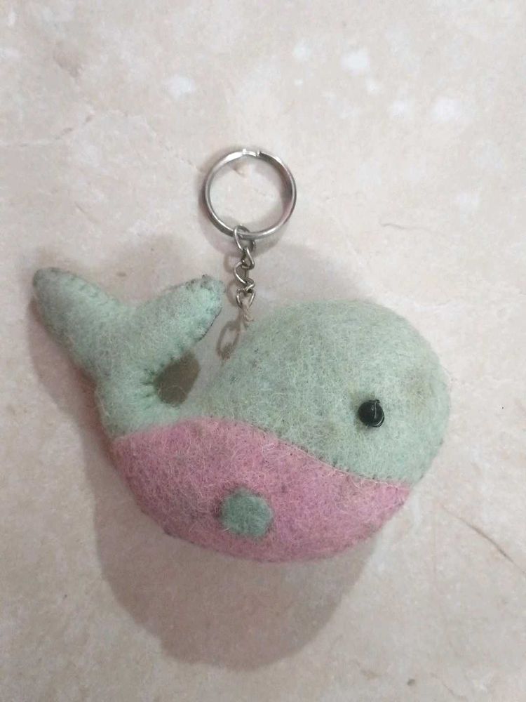 Cute Felt Whale Keychain