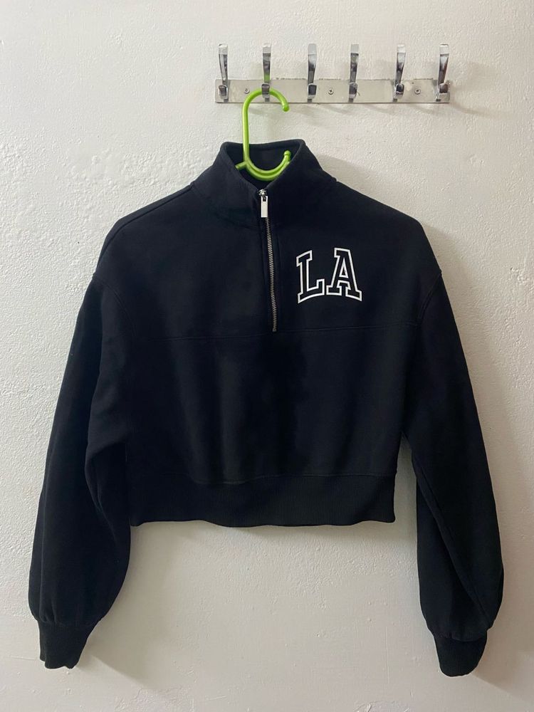 H&amp;M Black LA Cropped Sweatshirt