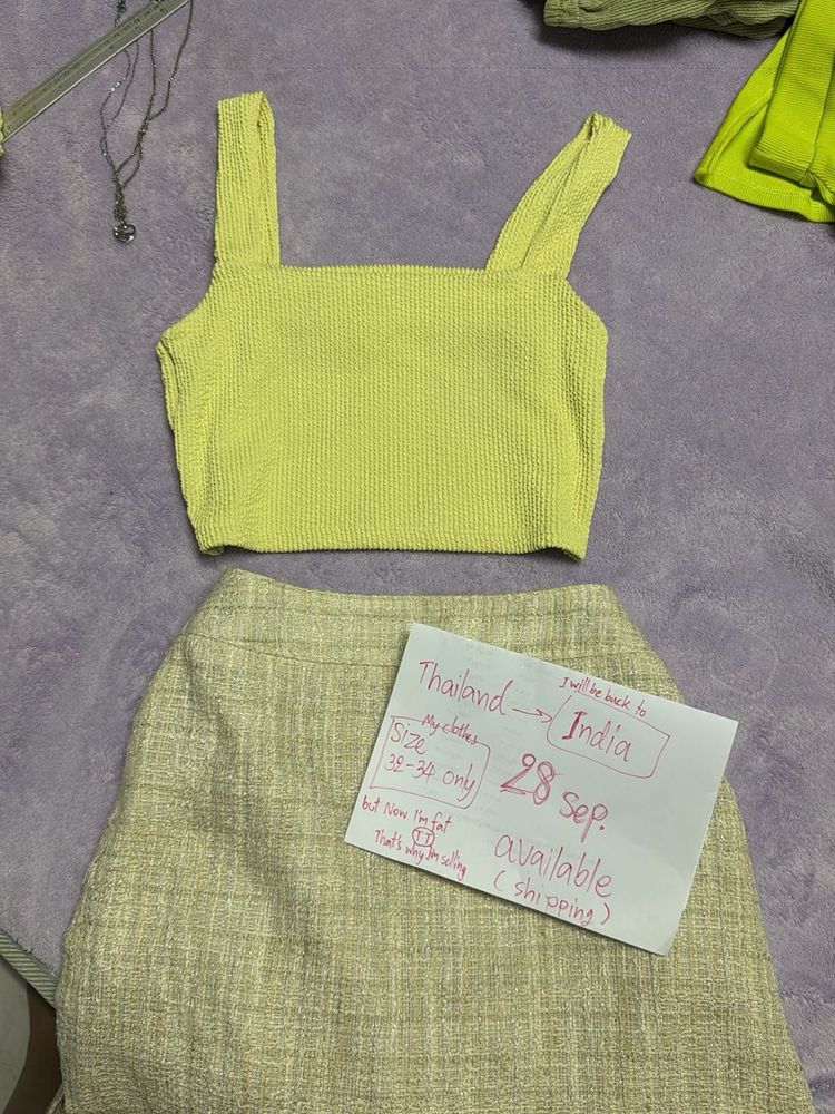 Cute Yellow Crop Top 32-34
