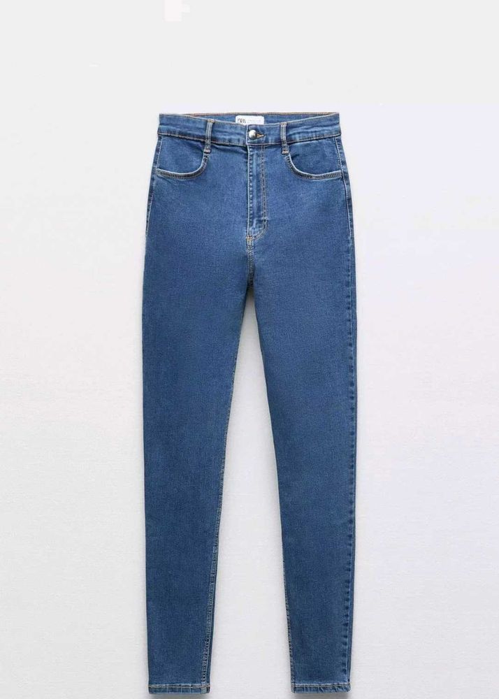 Zara Blue High Waist Denim Jeggings