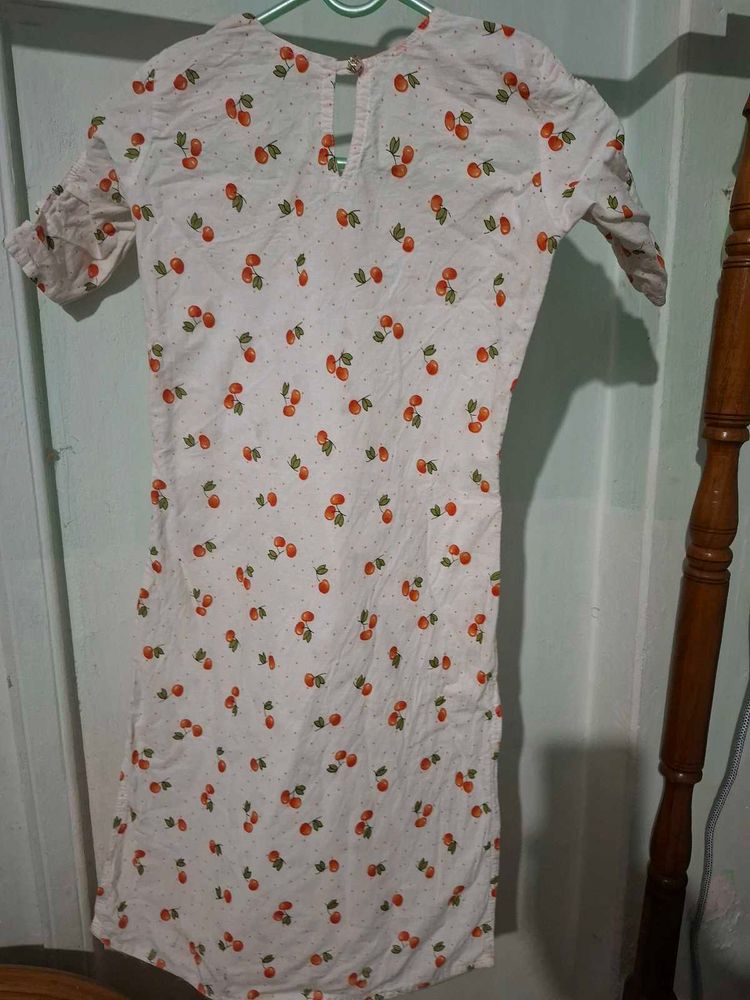 Cute Cherry Print White kurti for 10-12 years old