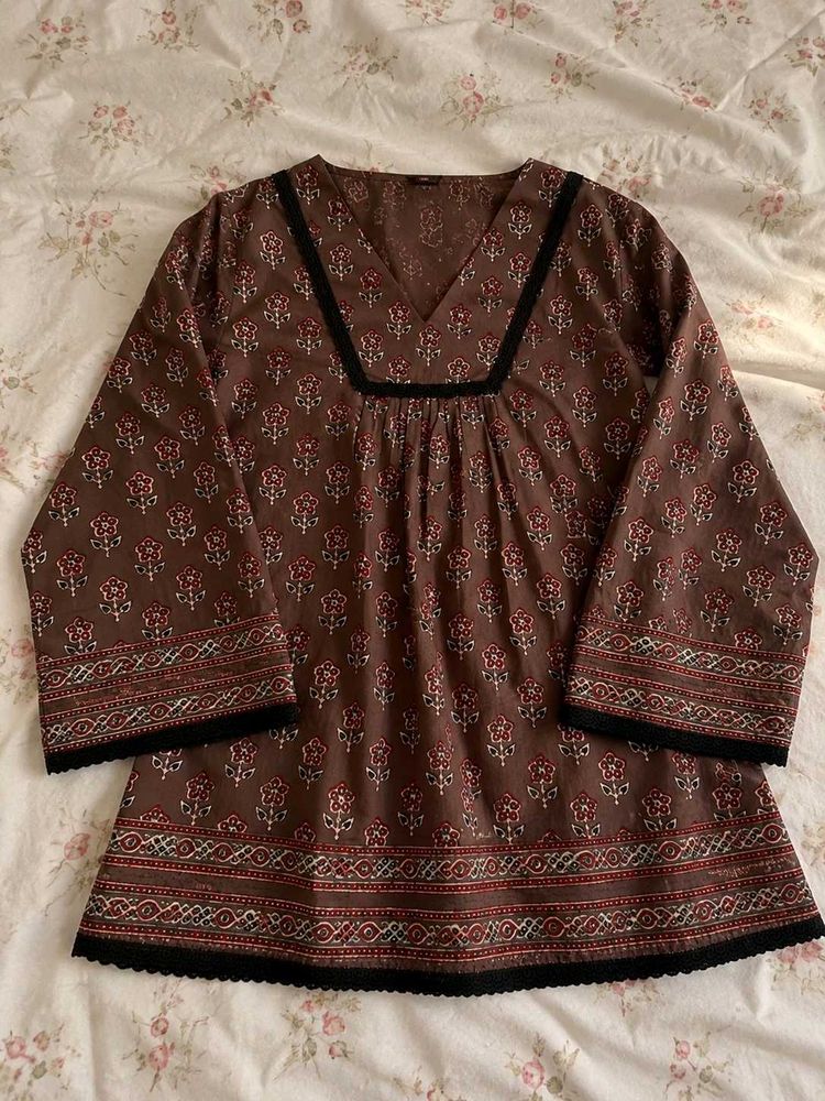 ⊹♡ Brown Printed Kurti 🤎🌿