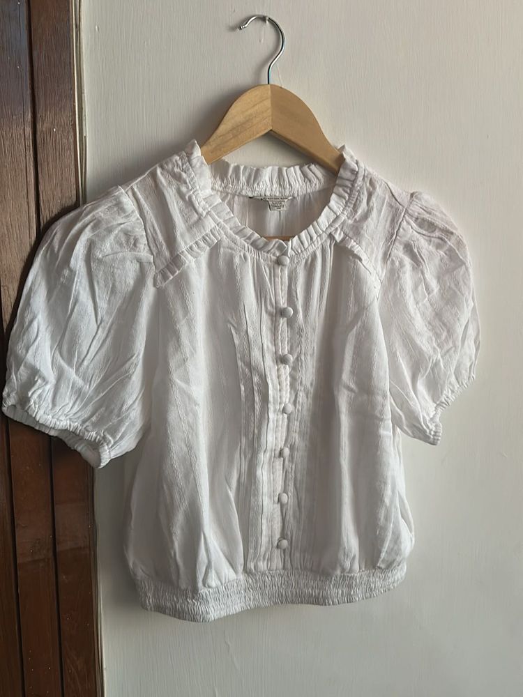 American eagle- White Puff Sleeve Blouse