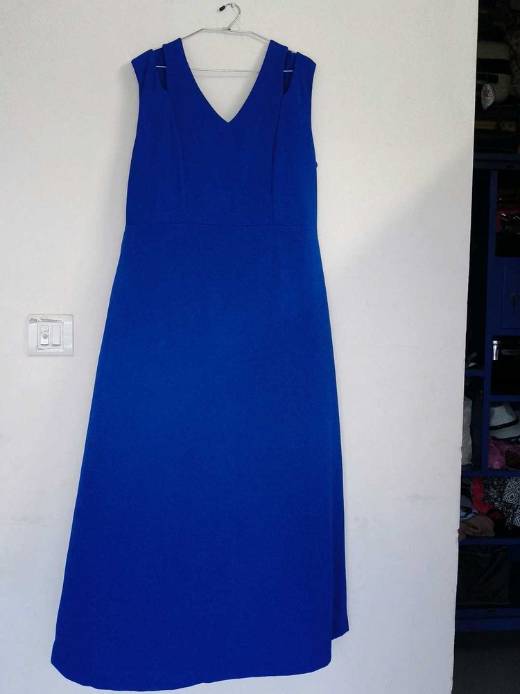 Royal Blue V-Neck A-Line Dress