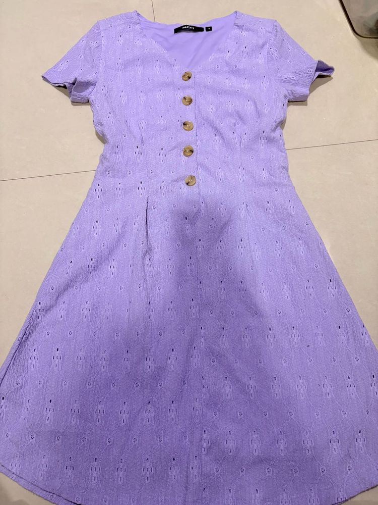Lavender Eyelet Button-Front Dress