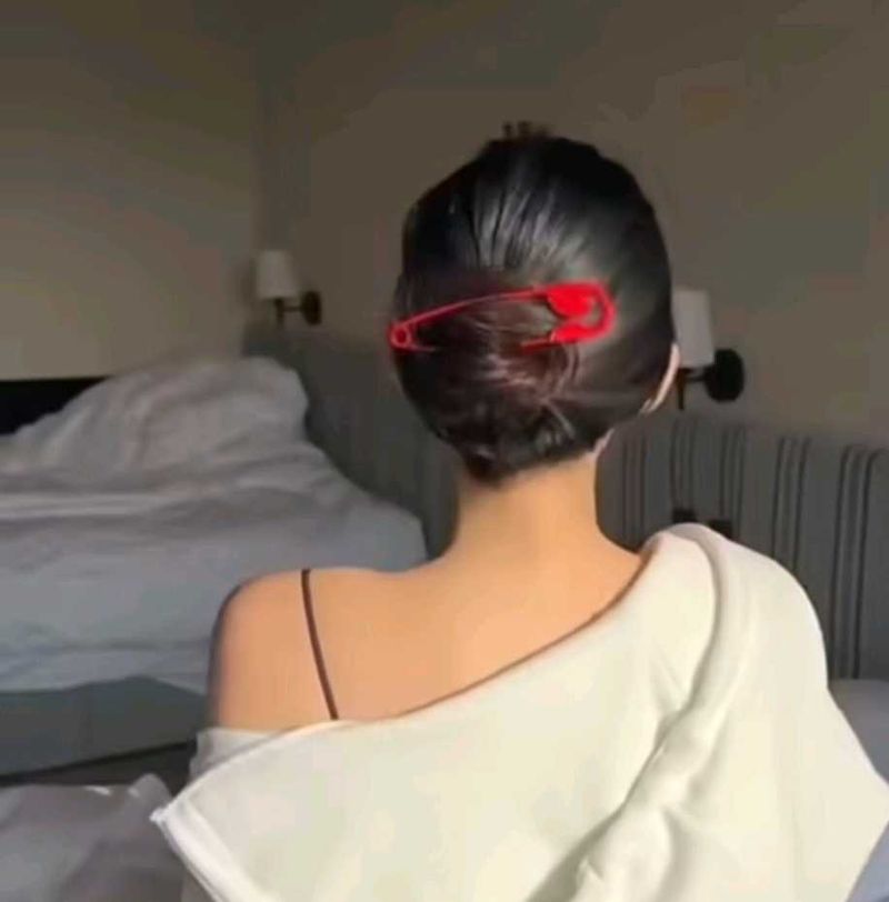 Red Safety Pin Hair Clip