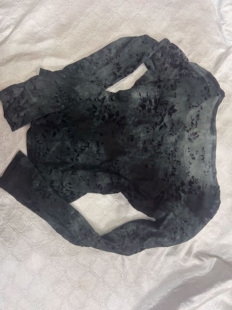 Floral Print Sheer Long Sleeve Top