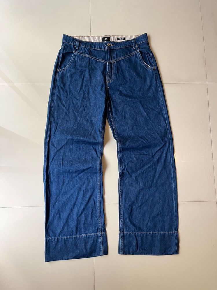 raw denim Wide Leg  Jean