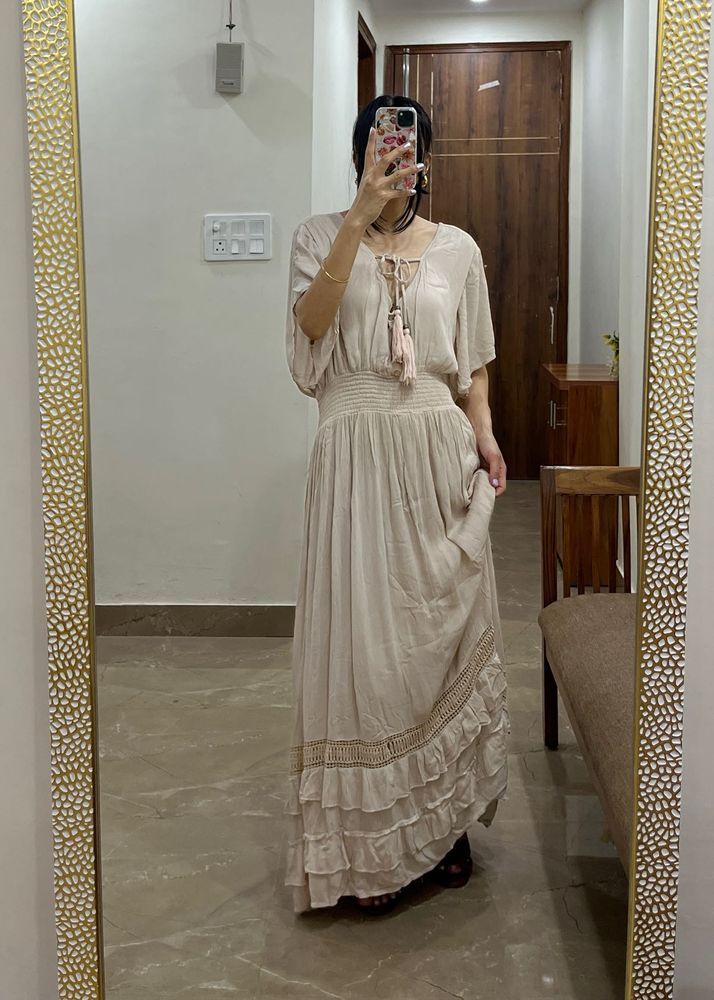 PALE PINK CURVY Bohemian Maxi Dress