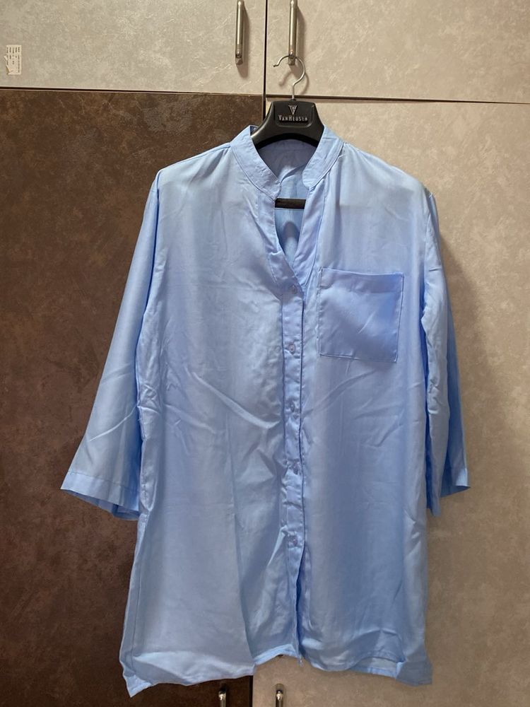 Light Blue Collared Tunic Shirt
