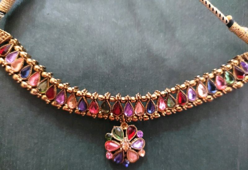 Colorful Gemstone Floral Necklace