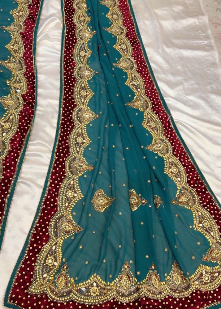 Embellished Teal Saree