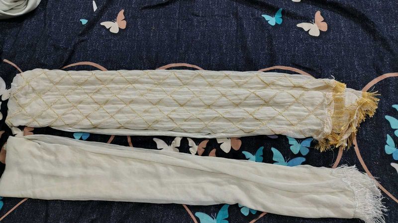 Embroidered Off-White Dupatta