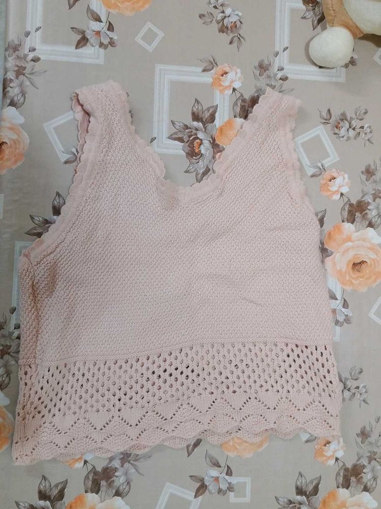 Cute Peach knit Crop Top