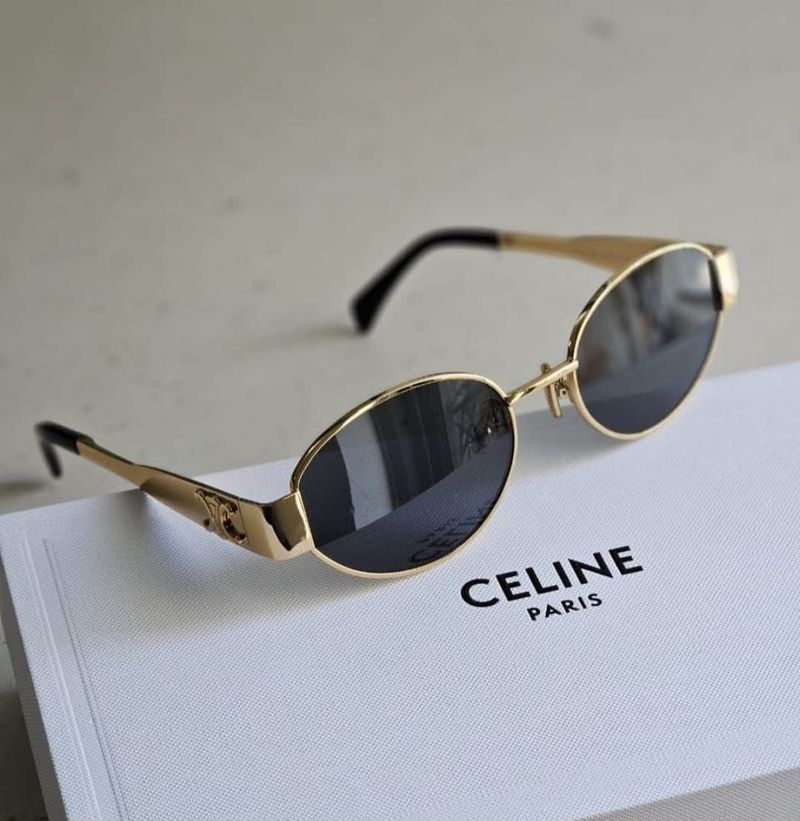 Celine Paris Gold Oval Sunglasses