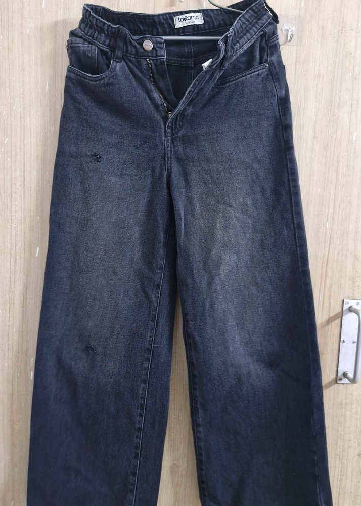 Stylish Dark Wash Wide Leg Jeans