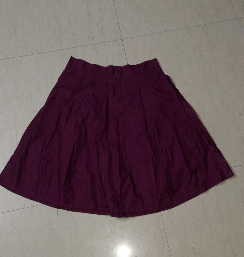 Elegant Plum Colored Pleated Midi Skirt